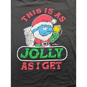 Smurfs Christmas T Shirt This is as Jolly as I Get Santa Blue Men's M